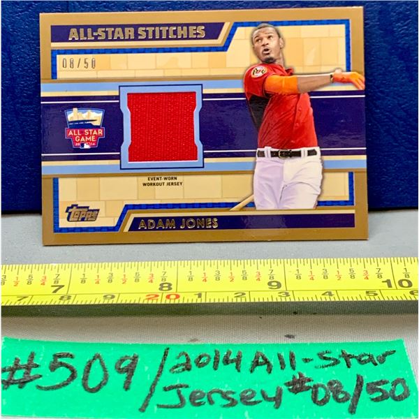 MLB Baseball Card - 2014 Adam Jones All Star Stitches Event Worn #08/50 Jersey card RARE!