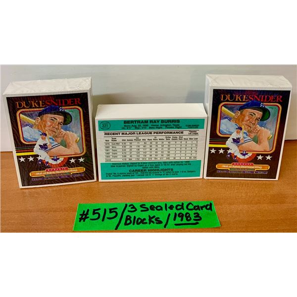 MLB Baseball 3 x Sealed Donruss Card Blocks from 1983 Set