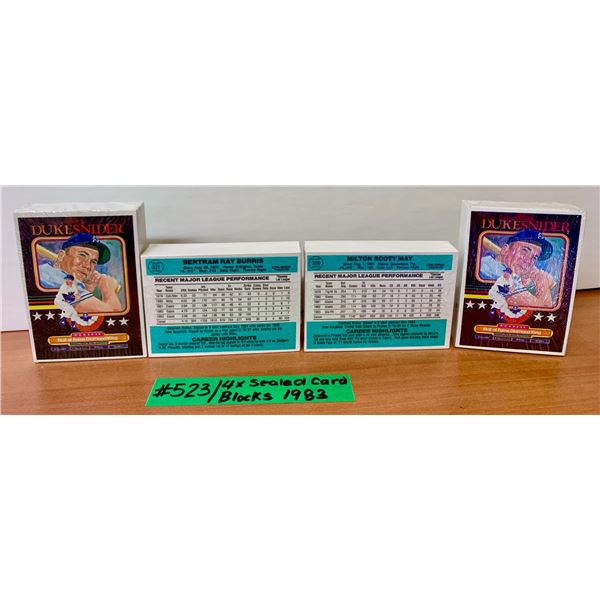 MLB Baseball 4 x Sealed Donruss Card Blocks from 1983 Set