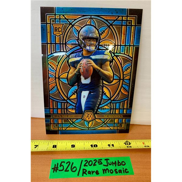 NFL Football Cards - Jalen Milroe Seahawks Rookie Mosaic Stained Glass Jumbo #23 in Toploader!