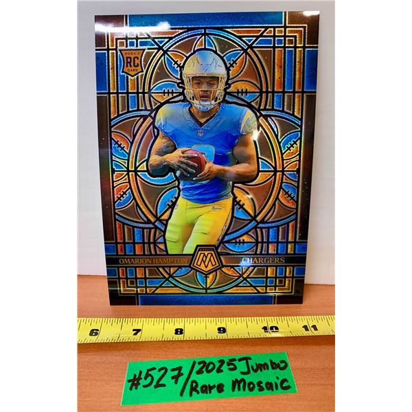NFL Football Cards - Omarion Hampton Chargers Rookie Mosaic Stained Glass Jumbo #15 in Toploader!
