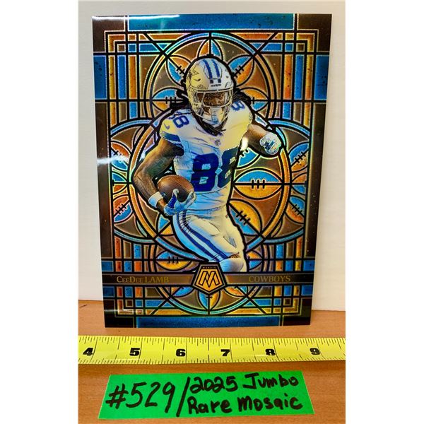 NFL Football Cards - CeeDee Lamb Cowboys Mosaic Stained Glass Jumbo #9 in Toploader!