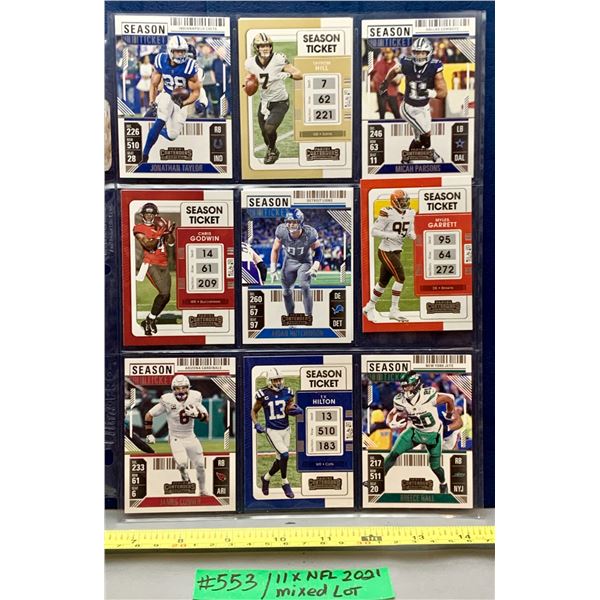 NFL Football Cards - 11 x 2021 Season Ticket Mixed Lot