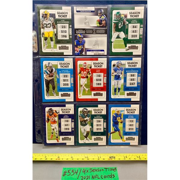 NFL Football Cards - 9 x 2021 Season Ticket Mixed Lot