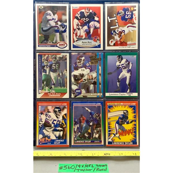 NFL Football Cards - 9 x HTF Andre Reed & Lawrence Taylor Cards!