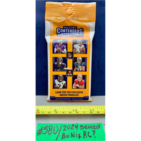 NFL Football Cards -  Panini Contenders 2024 NFL 22-Card Sealed Hanger Pack RC? Maye, Nix, Williams 