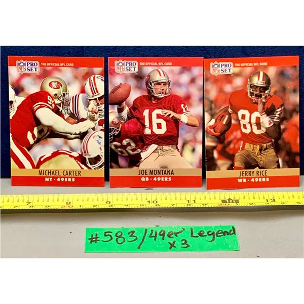 NFL Football Cards - 3 x 49er's Legends: Michael Carter; Montana; Jerry Rice