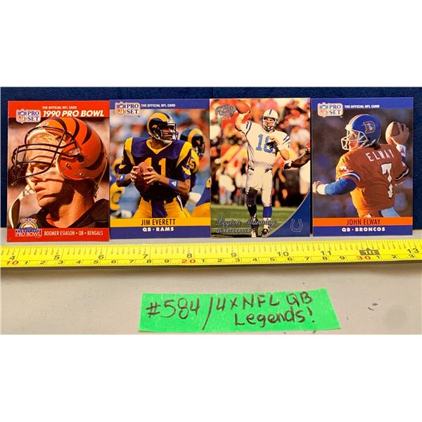 NFL Football Cards - 4 x NFL QB Legends: Boomer Esiason; Jim Everett; Peyton Manning; John Elway