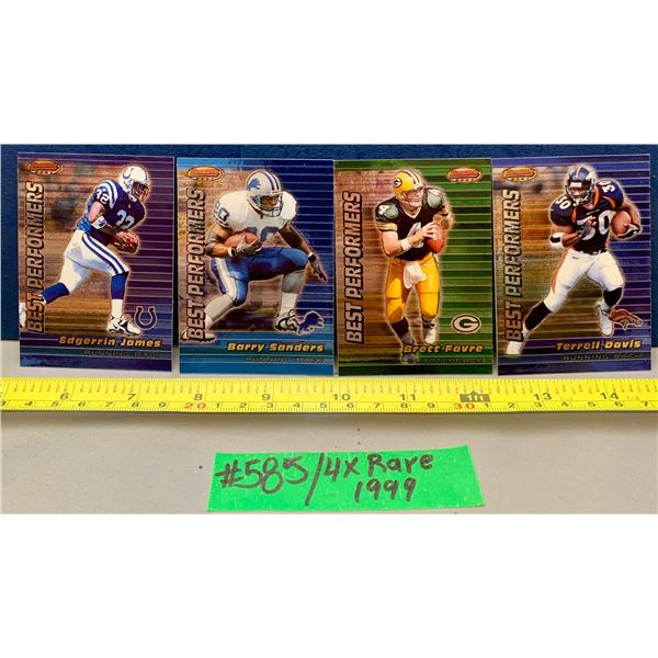 NFL Football Cards - 4 x 1999 Best Performers Chromes: James; Barry Sanders; Brett Favre; Terrell Da