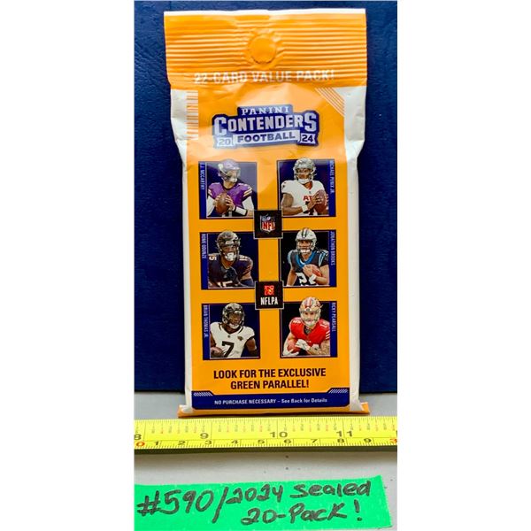 NFL Football Cards - Panini Contenders 2024 NFL 22-Card Sealed Hanger Pack RC? Maye, Nix, Williams ?