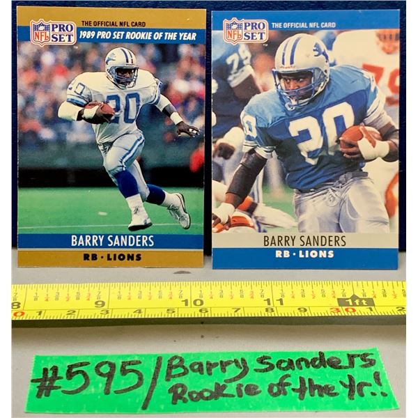 NFL Football Cards - 2 x Highly Sought After Barry Sanders Including the ROOKIE of THE YEAR Card!