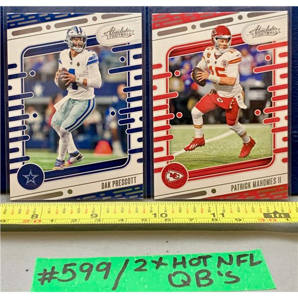 NFL Football Cards - 2 x Absolute QB Cards: Dak Prescott & Patrick Mahomes II