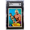 Image 2 : HULK HOGAN #16 (RIP) 1985 Topps WWF Wrestling ROOKIE Card - Rare Blue Version Graded 7
