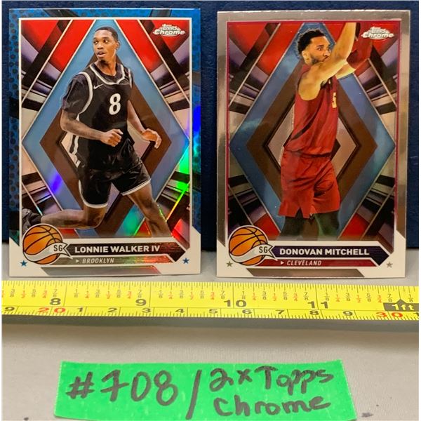 NBA Basketball - 2 x Topps Chrome 2023 Lonnie Walker & Donovan Mitchell
