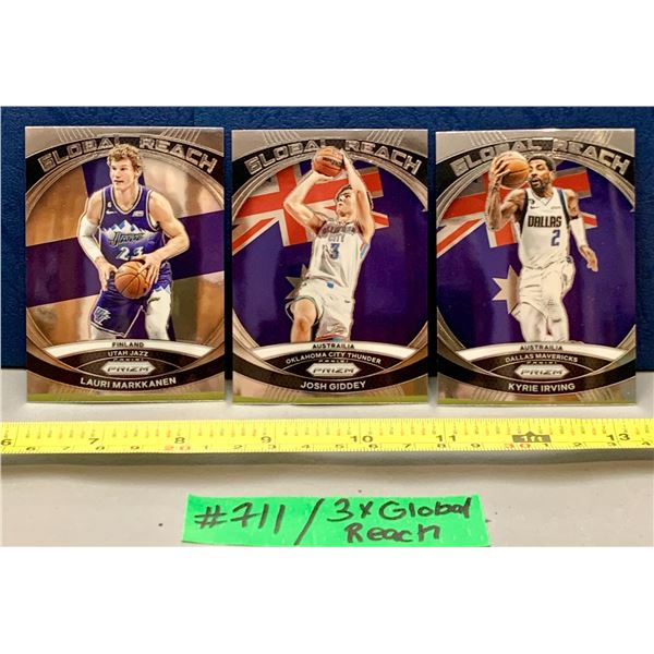 NBA Basketball - 3 x Global Reach 2023 Panini Prizm Cards