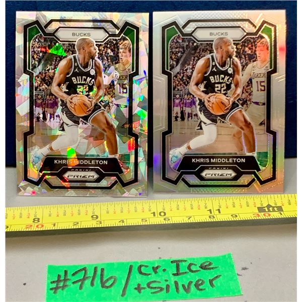 NBA Basketball - 2023 Panini Prizm Khris Middleton Silver & Cracked Ice