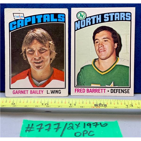 NHL HOCKEY - 2 x OPC 1976 Bailey & Barrett