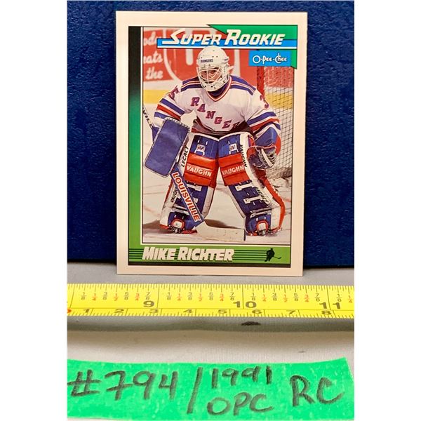NHL HOCKEY - OPC 1991 mike Richter Rookie Card