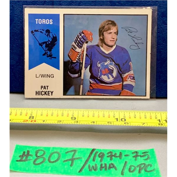 NHL HOCKEY - OPC 1974-75 Rare WHL Pat Hickey
