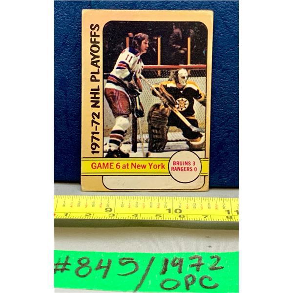 NHL HOCKEY - OPC Rare 1971-72 Playoffs Card Bruins Vs Rangers Game 6