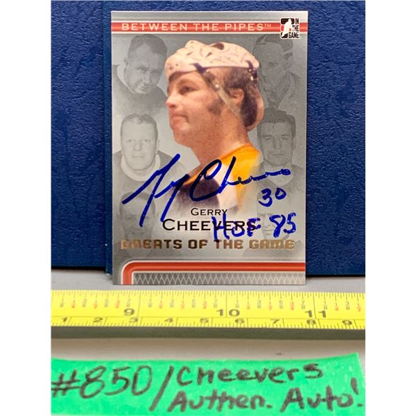 NHL HOCKEY - Authentic Gerry Cheevers Autographed Hockey Card HOF 1985