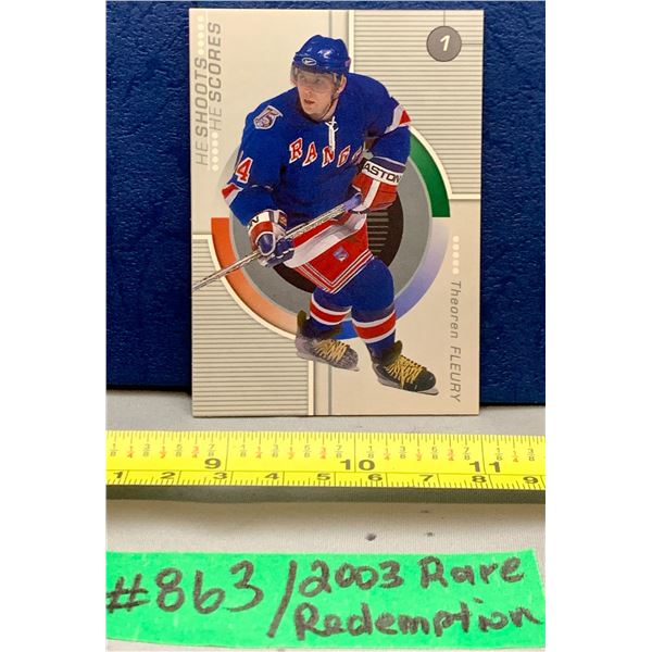 NHL HOCKEY - 2003 Rare Theoren Fluery Redemption Card