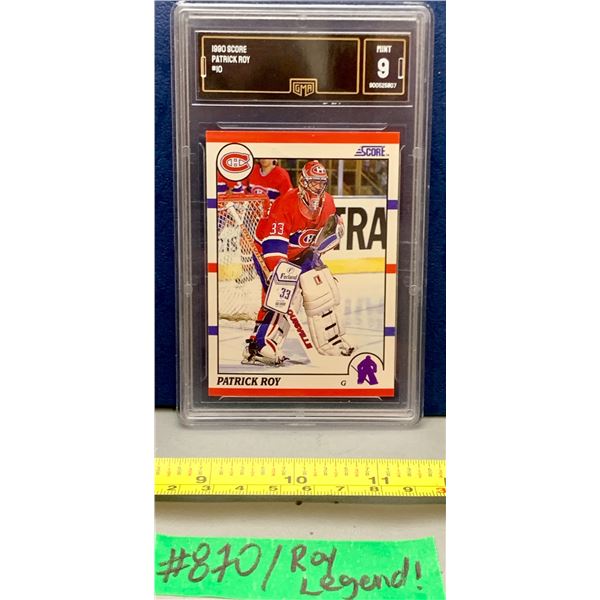 NHL HOCKEY - 1990 Score Patrick Roy GMA Graded 9 Great Card!