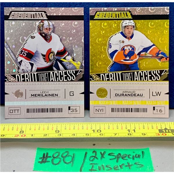 NHL HOCKEY - 2 x Credentials Debut Ticket Access Gold and Silver Rookie Cards - Durandeau