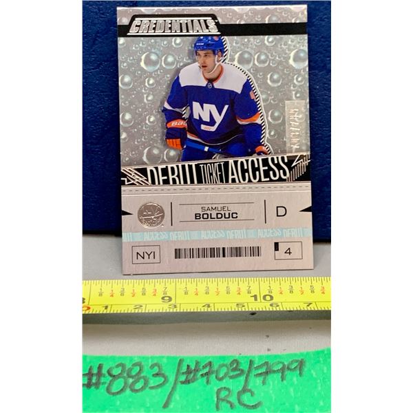 NHL HOCKEY - Samuel Bolduc Credentials Debut Ticket Access Silver Rookie Card