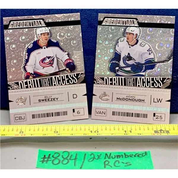 NHL HOCKEY - 2 x Credentials Debut Ticket Access Gold and Silver Rookie Cards - Sweezey