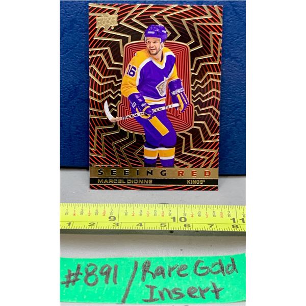 NHL HOCKEY - 2023-24 Marcel Dionne Seeing Red Rare Gold Parallel Card