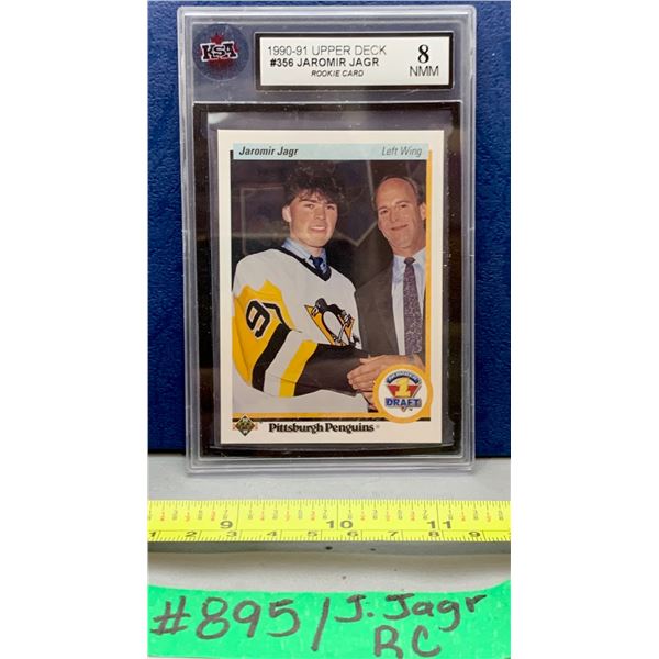 NHL HOCKEY - 1990-91 Upper Deck Jaromir Jagr Rookie Card Graded KSA 8
