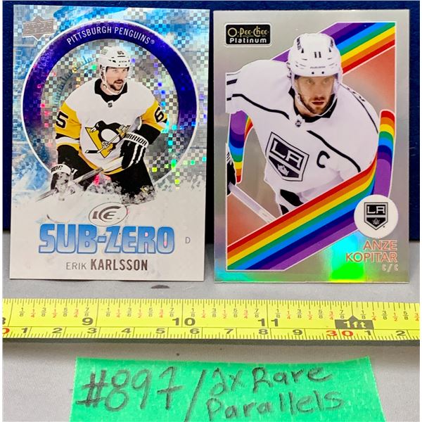 NHL HOCKEY - 2 x Rare Parallels: Karlsson Sub-Zero & Kopitar OPC Rainbow