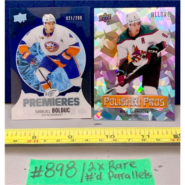 NHL HOCKEY - 2 x Rare #'d Parallels: Bolduc Ice Premieres & Schmaltz Allure Orange Ice