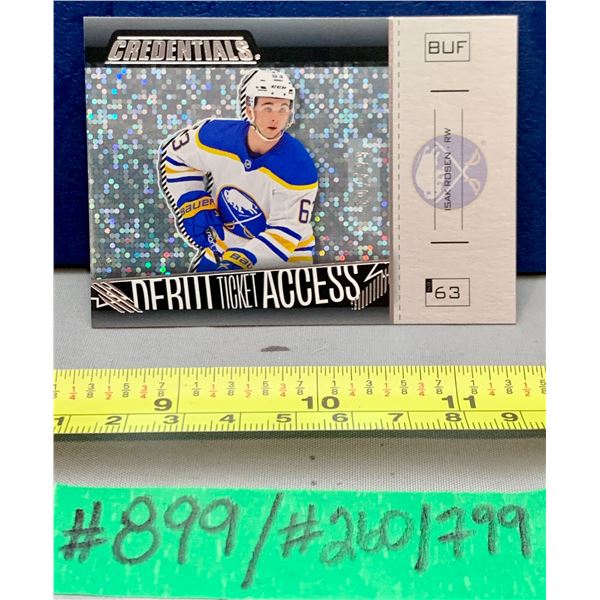 NHL HOCKEY - Credentials Debut Ticket Access Rookie Card - Isak Rosen Sabres #260/799