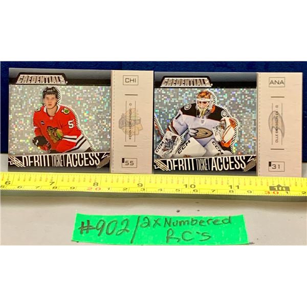 NHL HOCKEY - 2 x Credentials Debut Ticket Access Silver Rookie Cards - Korchinski & Olle Ericksson