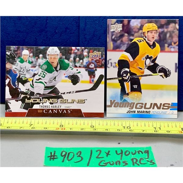 NHL HOCKEY - 2 x Young Guns Harley Canvas & John Marino Rookie Cards