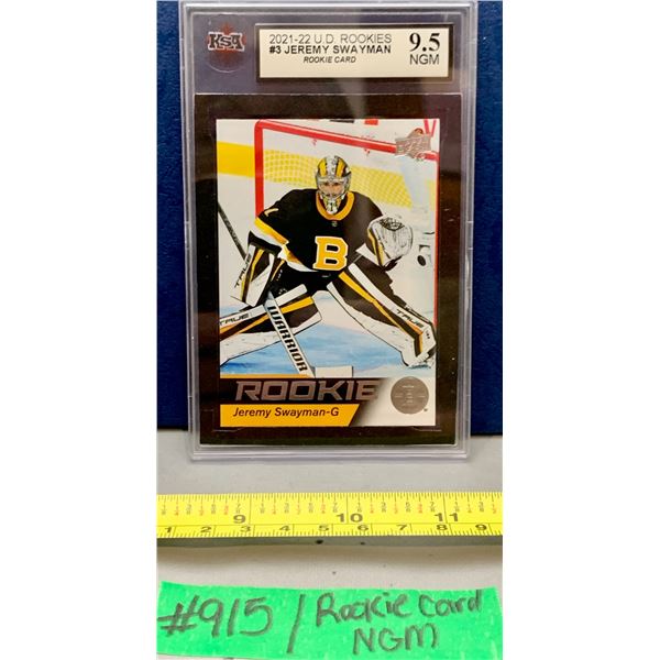 NHL HOCKEY - 2021 Rookie Card Jeremy Swayman KSA 9.5 Near Gem Mint!