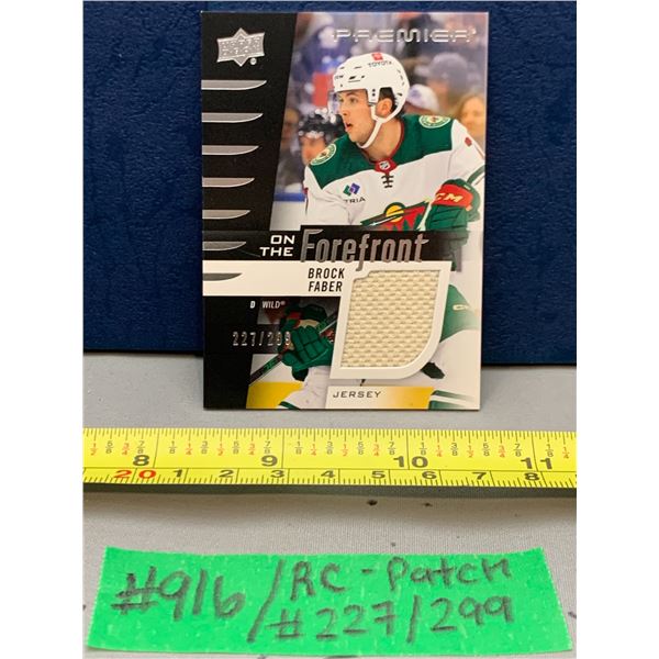 NHL HOCKEY - Premier Rookie Brock Faber Patch / Jersey #227/299 RC Rare!