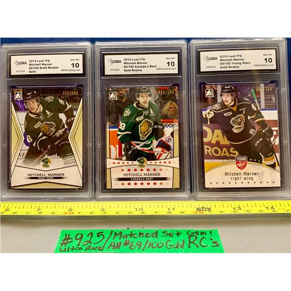 NHL HOCKEY - 3 x Mitch Marner GOLD Set RARE Graded 10 All 3 Numbered #069/100 Rookie Cards!