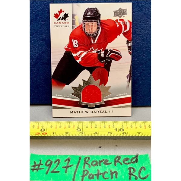 NHL HOCKEY - Mathew Barzal Rare Red Jersey Patch Team Canada Thick Rookie Card
