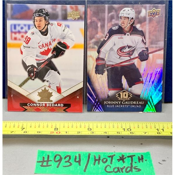 NHL HOCKEY - 2 x Tim Hortons Cards - Connor Bedard & Johnny Gaudreau