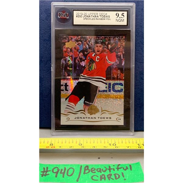 NHL HOCKEY - 2019-20 Jonathan Toews Rare Speckled Rainbow KSA 9.5 Gem Mint!