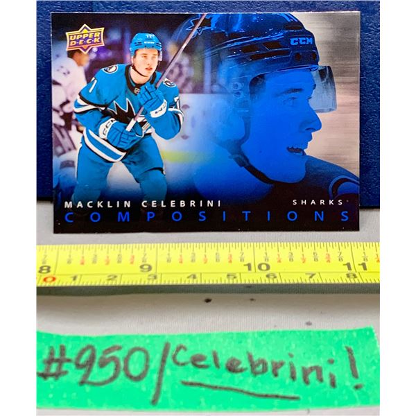 NHL HOCKEY - Macklin Celebrini COMPOSITIONS Blue Foil Holo Card