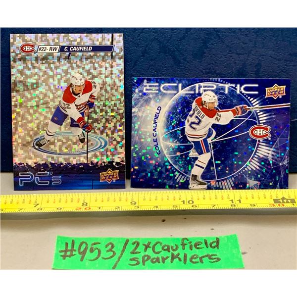 NHL HOCKEY - 2 x Rare Speckled Rainbow Foil Cards: Both Cole Caufield HABS Top Scorer 2025-26