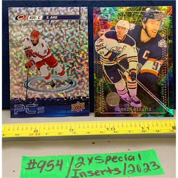 NHL HOCKEY - 2 x Rare Foil Parallel 2023 Cards: S Aho & Connor McDavid
