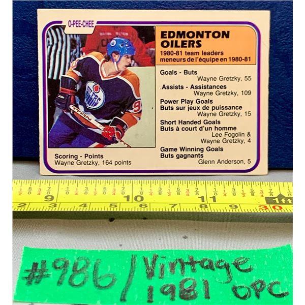NHL HOCKEY - Wayne Gretzky Vintage OPC 1981 Card Mint!