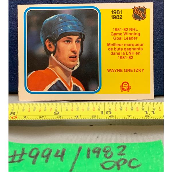 NHL HOCKEY - Wayne Gretzky Vintage OPC 1982 GWG Card! AWESOME!