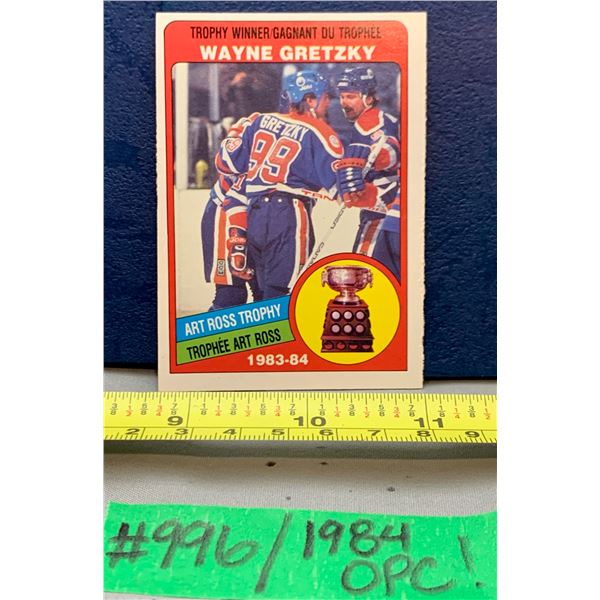 NHL HOCKEY - Wayne Gretzky Vintage OPC 1984 Art Ross Trophy Card! Great Card!
