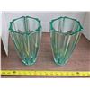 Image 1 : 2 heavy green vases-8"H